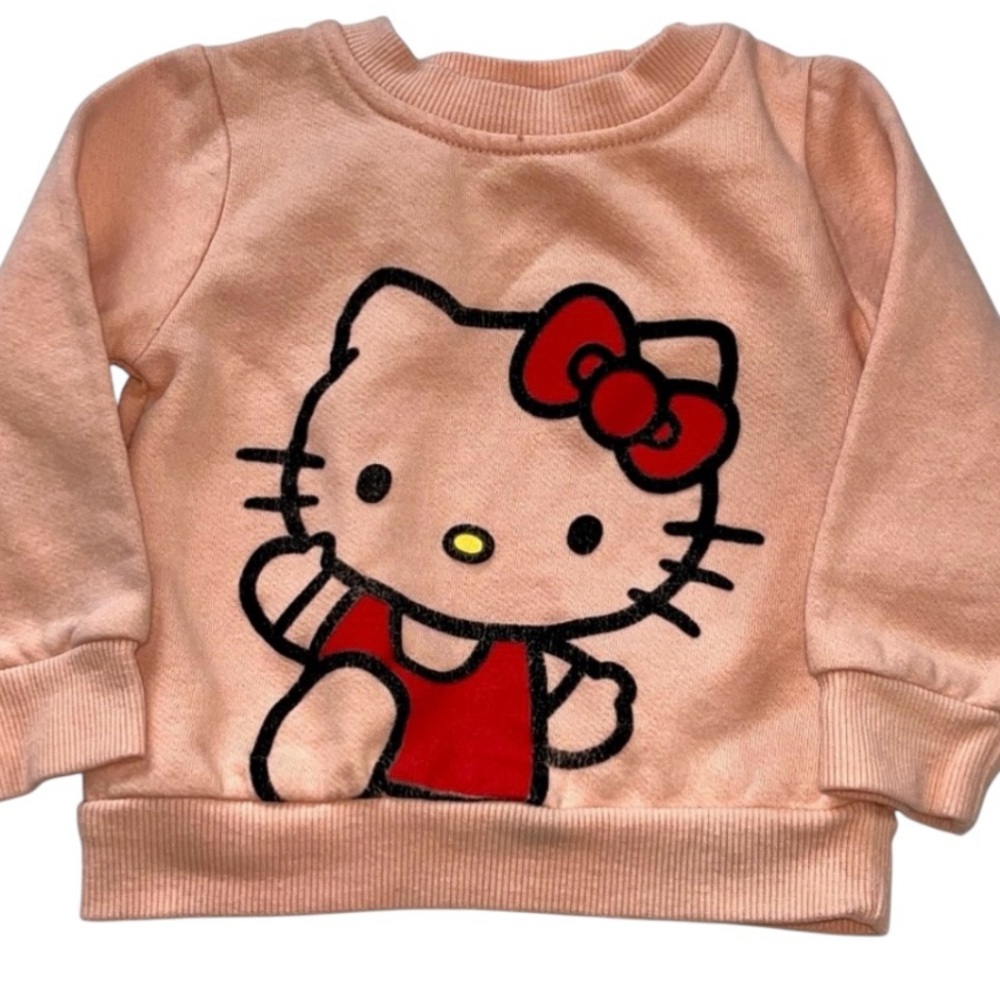 Hello Kitty Sanrio 12M Light Pink French Terry Long Sleeve Embossed Sweatshirt